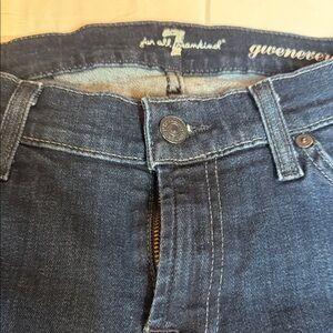 7 For All Mankind Dark Blue Denim Pants W/ Zippers on Side Full Length Skinny